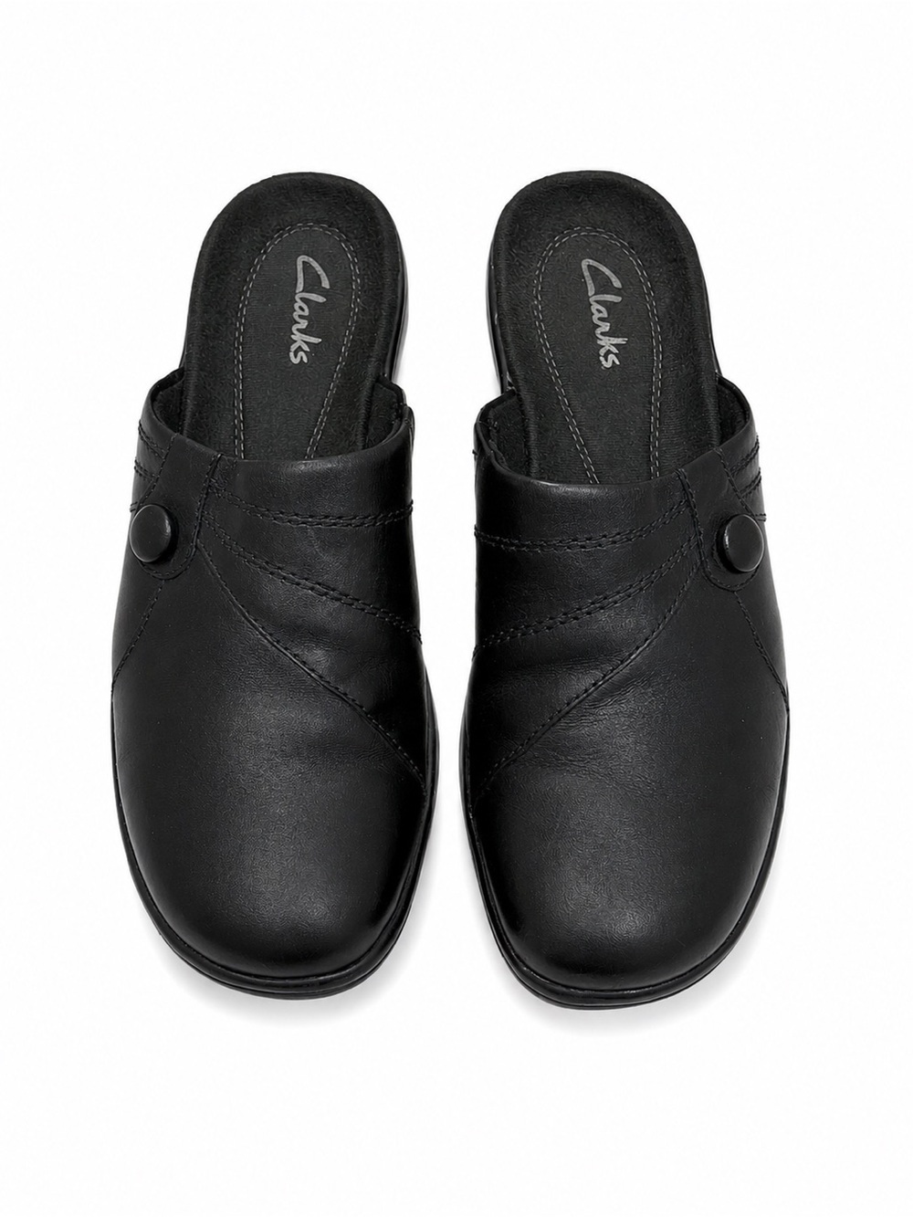 Clarks Angie Braley Leather Mules – Women’s 6.5M – Slip-On Comfort Clogs